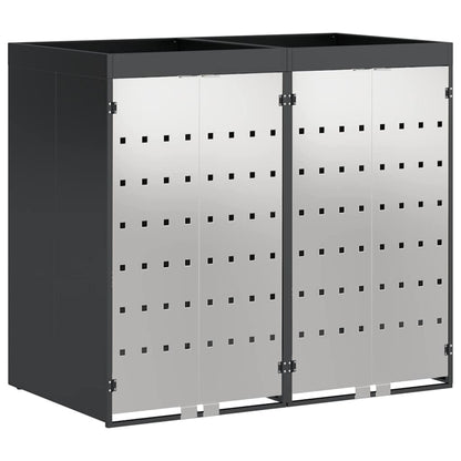 Wheelie Bin Storage for Bins Steel Anthracite 2 Stainless steel door with planter