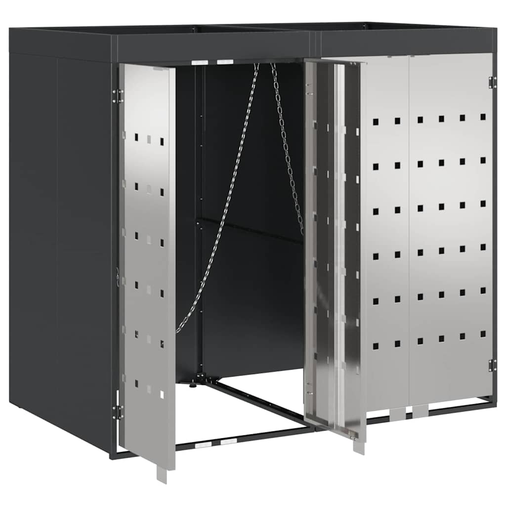 vidaXL Wheelie Bin Storage for 2 Bins Stainless Steel Anthracite 5