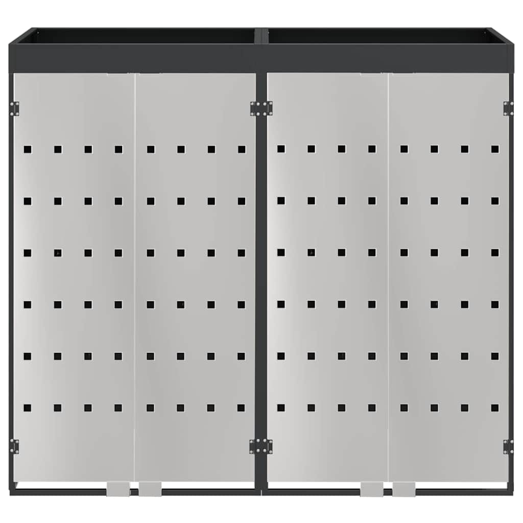 vidaXL Wheelie Bin Storage for 2 Bins Stainless Steel Anthracite 6