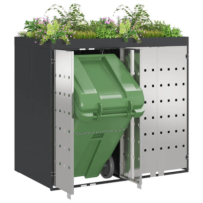 Wheelie Bin Storage for Bins Steel Anthracite 2 Stainless steel door with planter