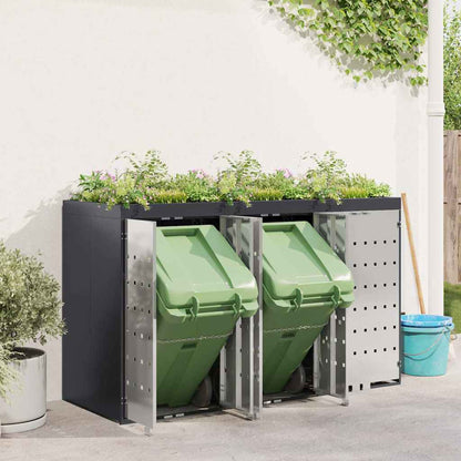 vidaXL Wheelie Bin Storage for 3 Bins Stainless Steel Anthracite 4