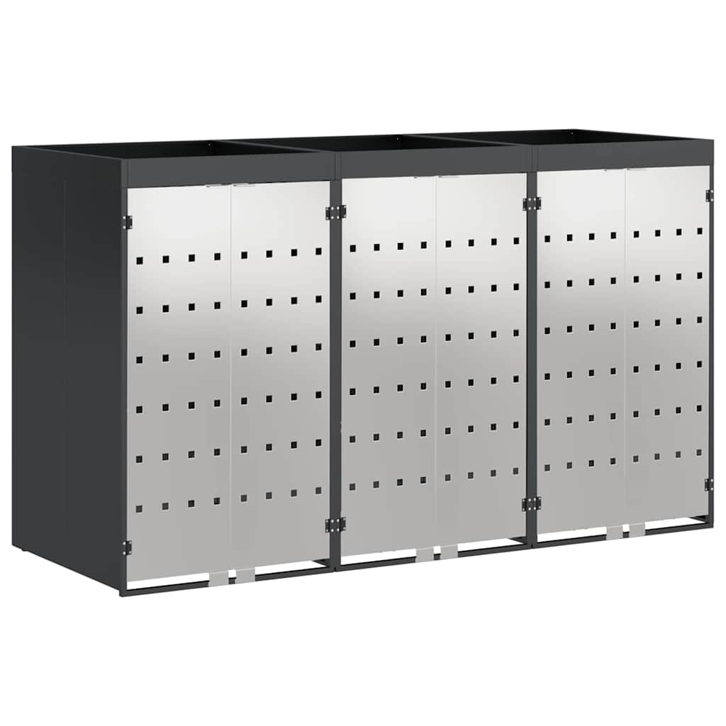 vidaXL Wheelie Bin Storage for 3 Bins Stainless Steel Anthracite 2
