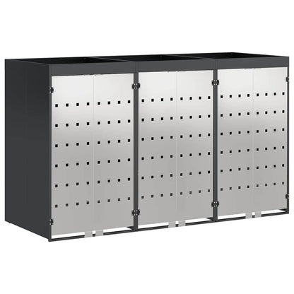 vidaXL Wheelie Bin Storage for 3 Bins Stainless Steel Anthracite 2