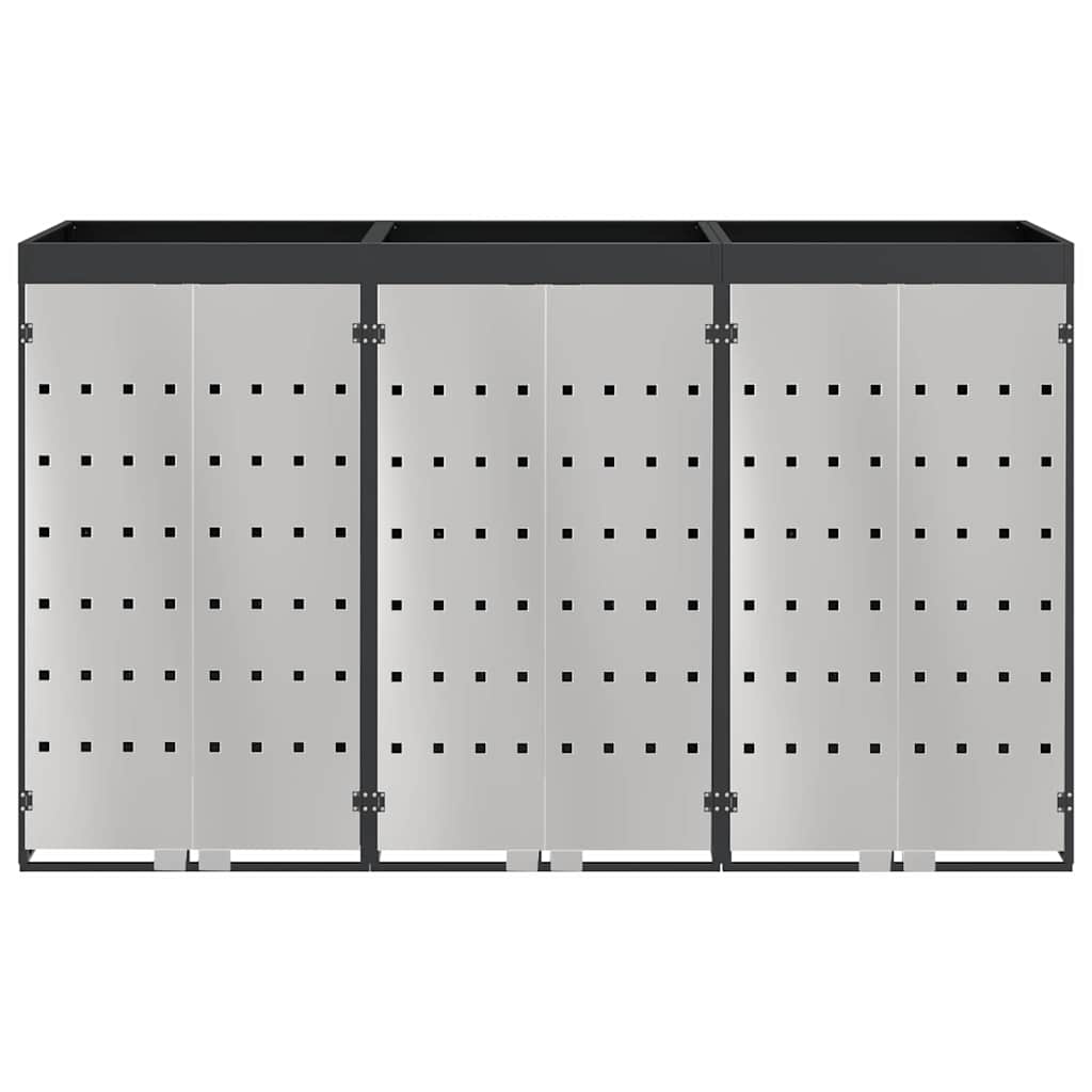 vidaXL Wheelie Bin Storage for 3 Bins Stainless Steel Anthracite 6