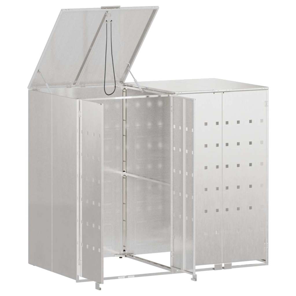 vidaXL Wheelie Bin Storage for 2 Bins Stainless Steel Silver 5