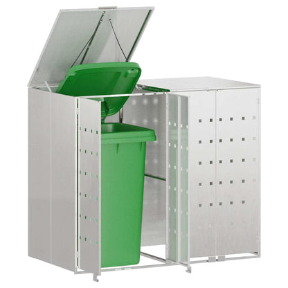 vidaXL Wheelie Bin Storage for 2 Bins Stainless Steel Silver 3
