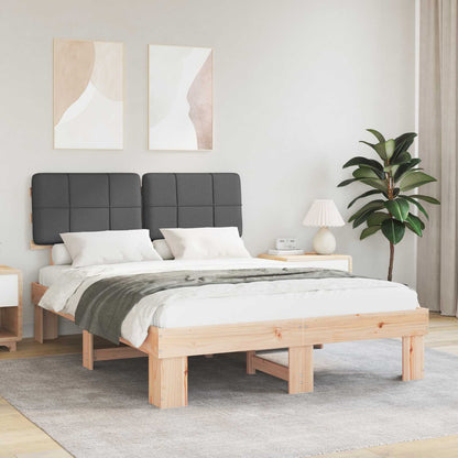 Bed Frame with Upholstered Headboard Length 200 cm Natural and Dark Grey 120 cm