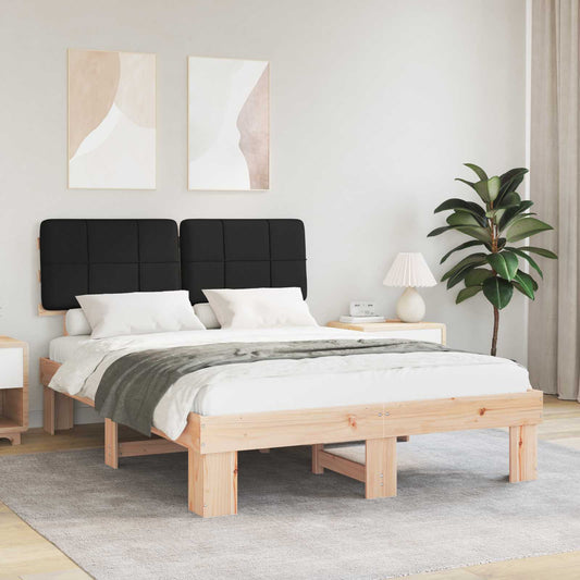 Bed Frame with Upholstered Headboard Black Length 200 cm Natural and Black 120 cm