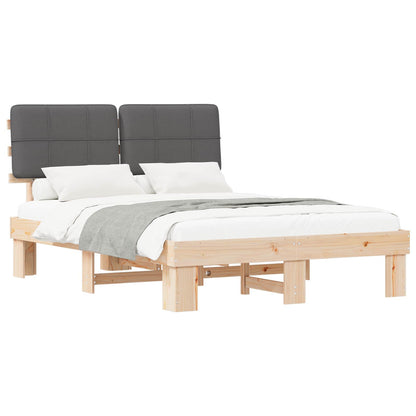 Bed Frame with Upholstered Headboard Length 190 cm Natural and Dark Grey 120 cm