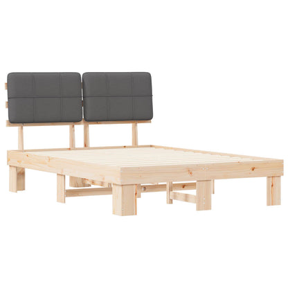 Bed Frame with Upholstered Headboard Length 190 cm Natural and Dark Grey 120 cm