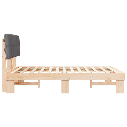 Bed Frame with Upholstered Headboard Length 190 cm Natural and Dark Grey 120 cm