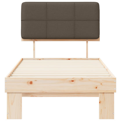 Bed Frame with Upholstered Headboard Length 200 cm Natural and Taupe 90 cm