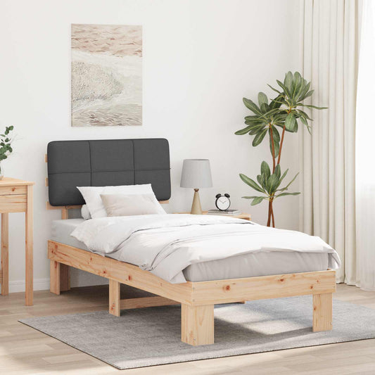 Bed Frame with Upholstered Headboard Length 200 cm Natural and Dark Grey 80 cm