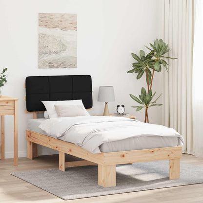 Bed Frame with Upholstered Headboard Black Length 200 cm Natural and Black 80 cm