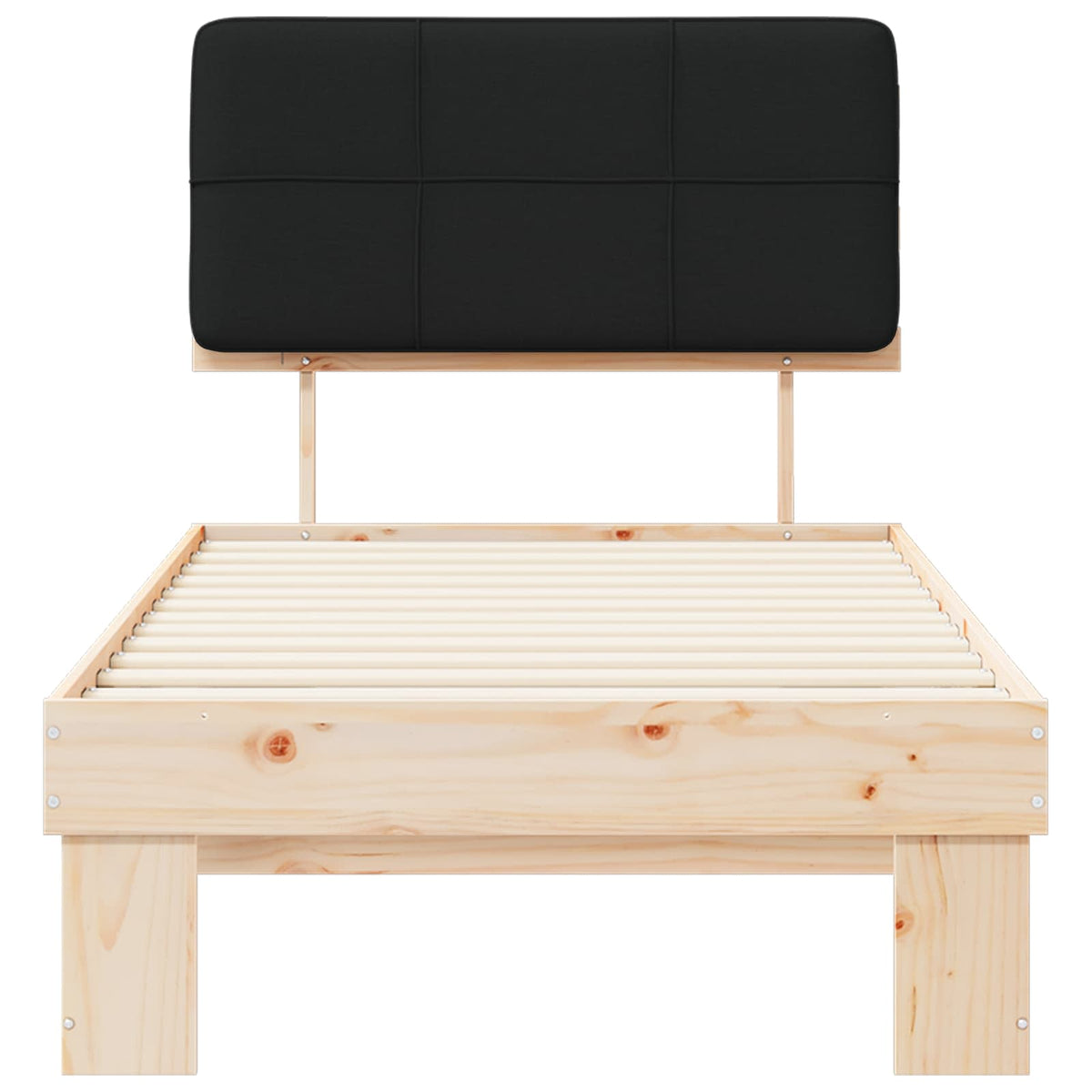 Bed Frame with Upholstered Headboard Black Length 190 cm Natural and Black 90 cm