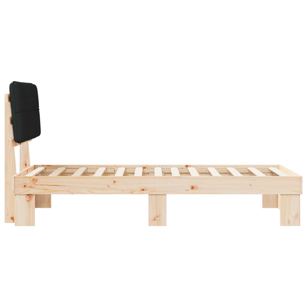 Bed Frame with Upholstered Headboard Black Length 190 cm Natural and Black 90 cm