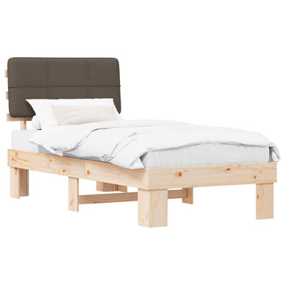 Bed Frame with Upholstered Headboard Length 190 cm Natural and Taupe 90 cm