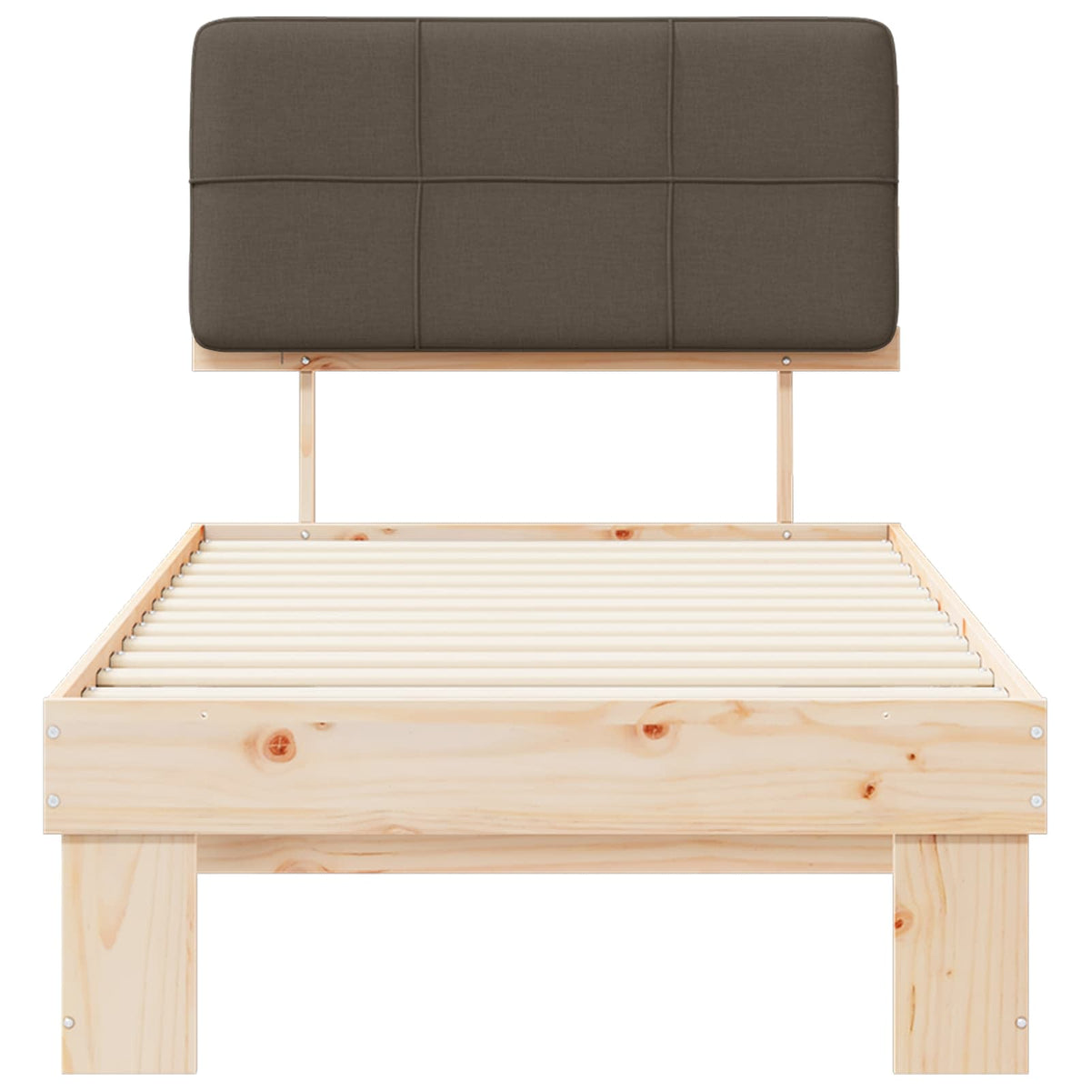 Bed Frame with Upholstered Headboard Length 190 cm Natural and Taupe 90 cm