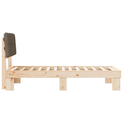 Bed Frame with Upholstered Headboard Length 190 cm Natural and Taupe 90 cm