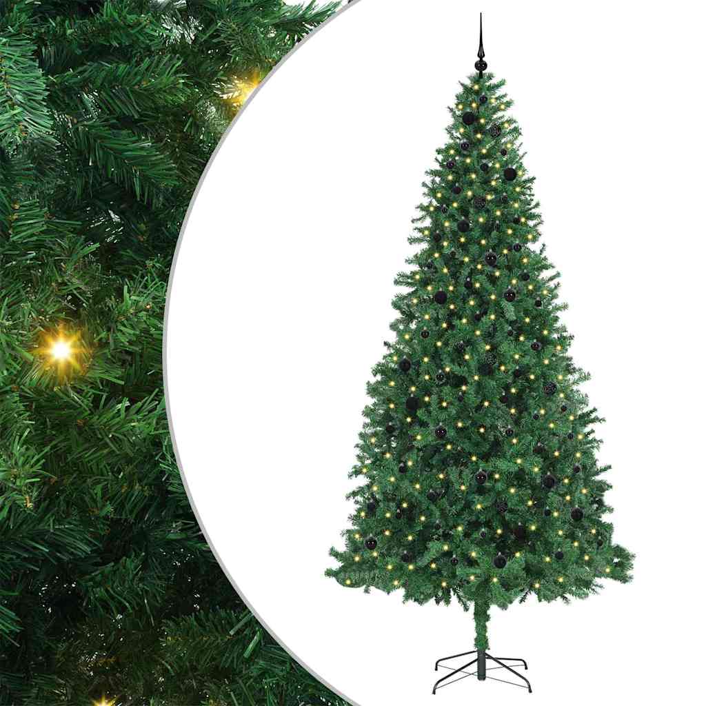 Artificial Christmas Tree with 300 LEDs with Stand Green 300 cm with LEDs&black balls