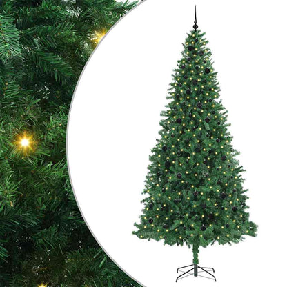 Artificial Christmas Tree with 300 LEDs with Stand Green 300 cm with LEDs&black balls