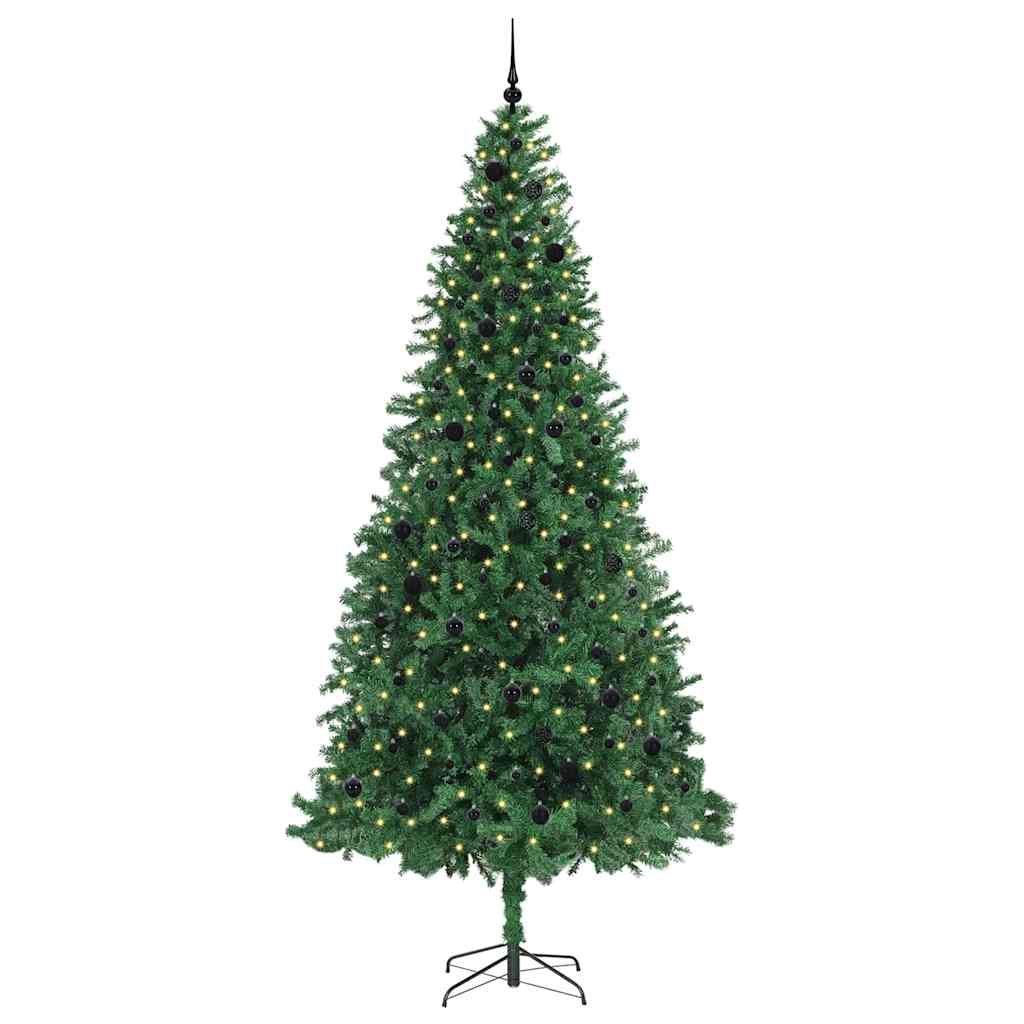 Artificial Christmas Tree with 300 LEDs with Stand Green 300 cm with LEDs&black balls