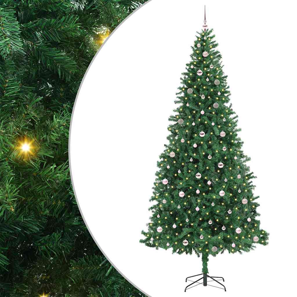 Artificial Christmas Tree with 300 LEDs with Stand Green 300 cm with LEDs&pink balls