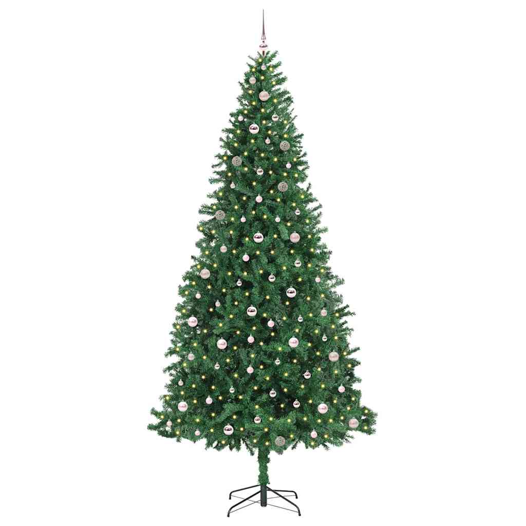 Artificial Christmas Tree with 300 LEDs with Stand Green 300 cm with LEDs&pink balls
