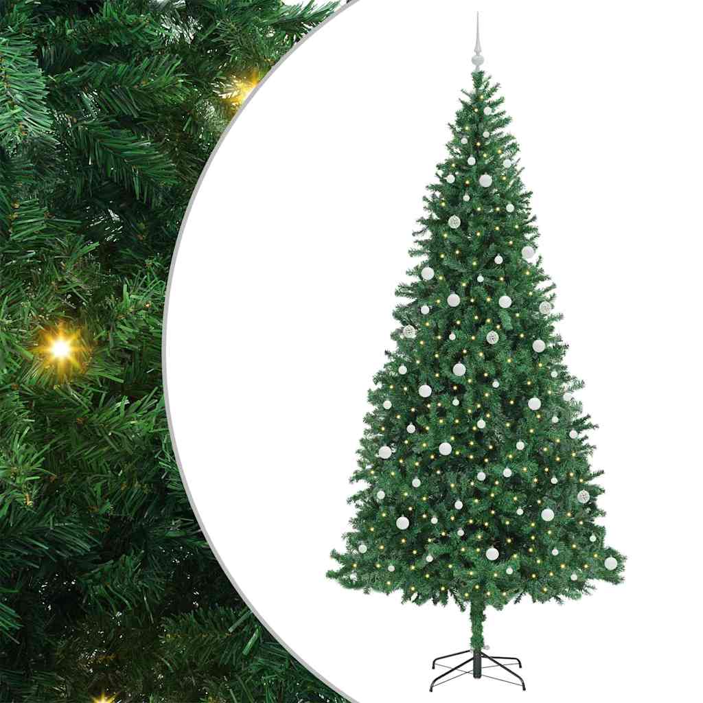 Artificial Christmas Tree with 300 LEDs with Stand Green 300 cm with LEDs&white balls