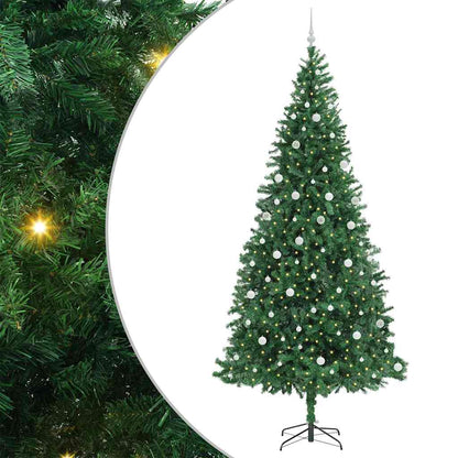 Artificial Christmas Tree with 300 LEDs with Stand Green 300 cm with LEDs&white balls