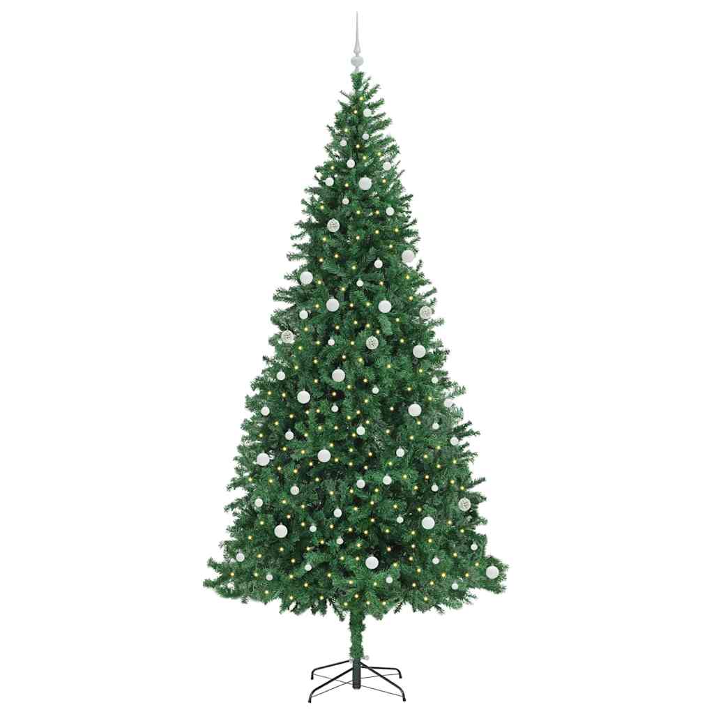 Artificial Christmas Tree with 300 LEDs with Stand Green 300 cm with LEDs&white balls