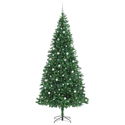 Artificial Christmas Tree with 300 LEDs with Stand Green 300 cm with LEDs&white balls