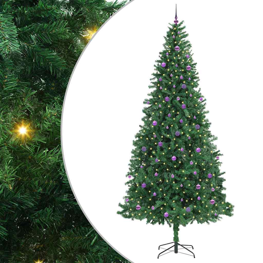 Artificial Christmas Tree with 300 LEDs with Stand Green 300 cm with LEDs&lilac balls