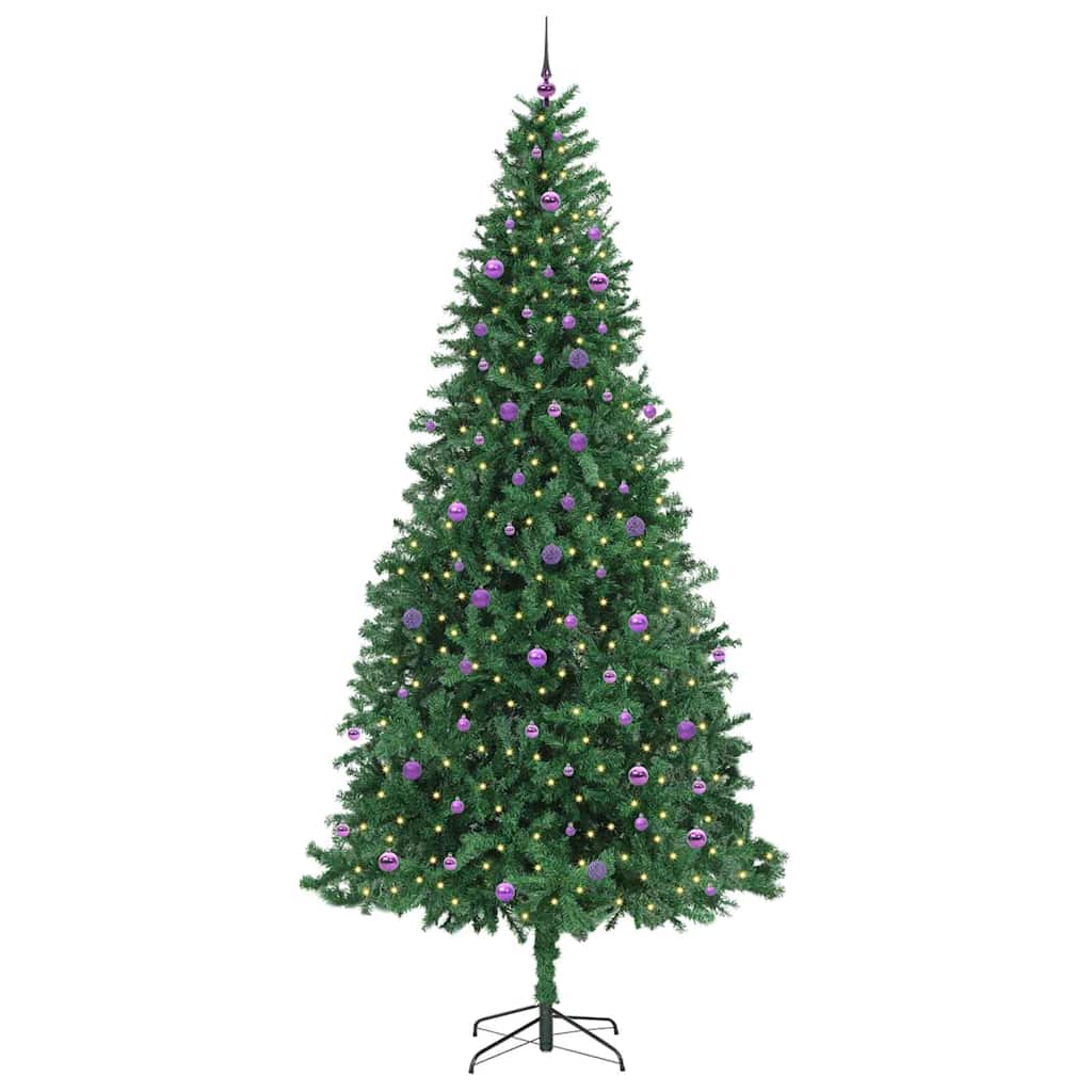 Artificial Christmas Tree with 300 LEDs with Stand Green 300 cm with LEDs&lilac balls
