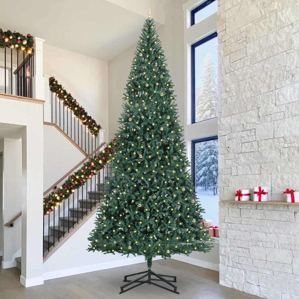 Artificial Pre-lit Christmas Tree with Ball Set Green 500 cm with leds &gold balls