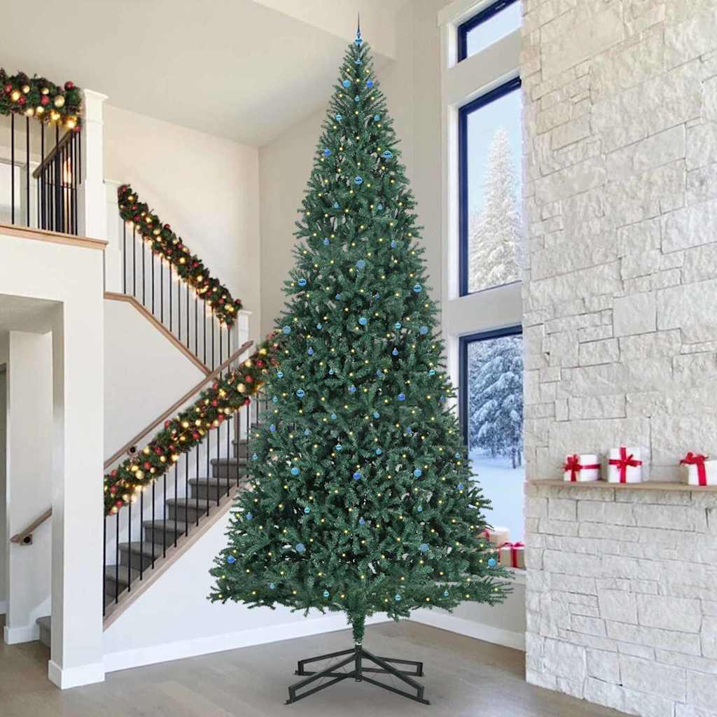 Artificial Pre-lit Christmas Tree with Ball Set Green 500 cm with leds &blue balls