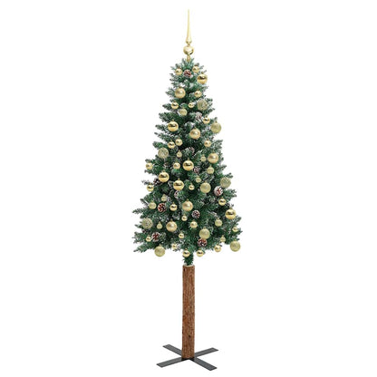 vidaXL Slim Christmas Tree Green 180 cm PVC and Solid Pine wood 4