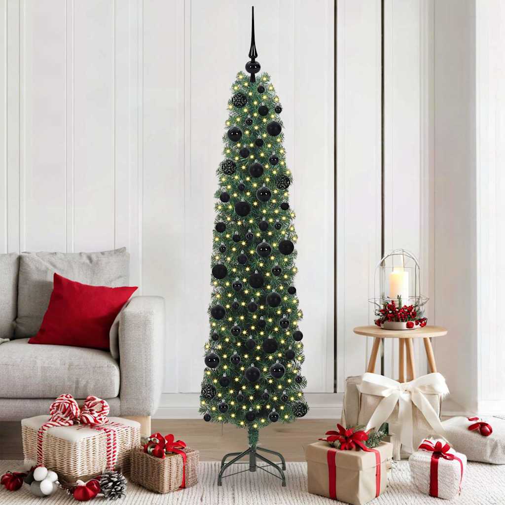 Artificial Christmas Tree Green 180 cm with 300 LEDs & 120 black balls