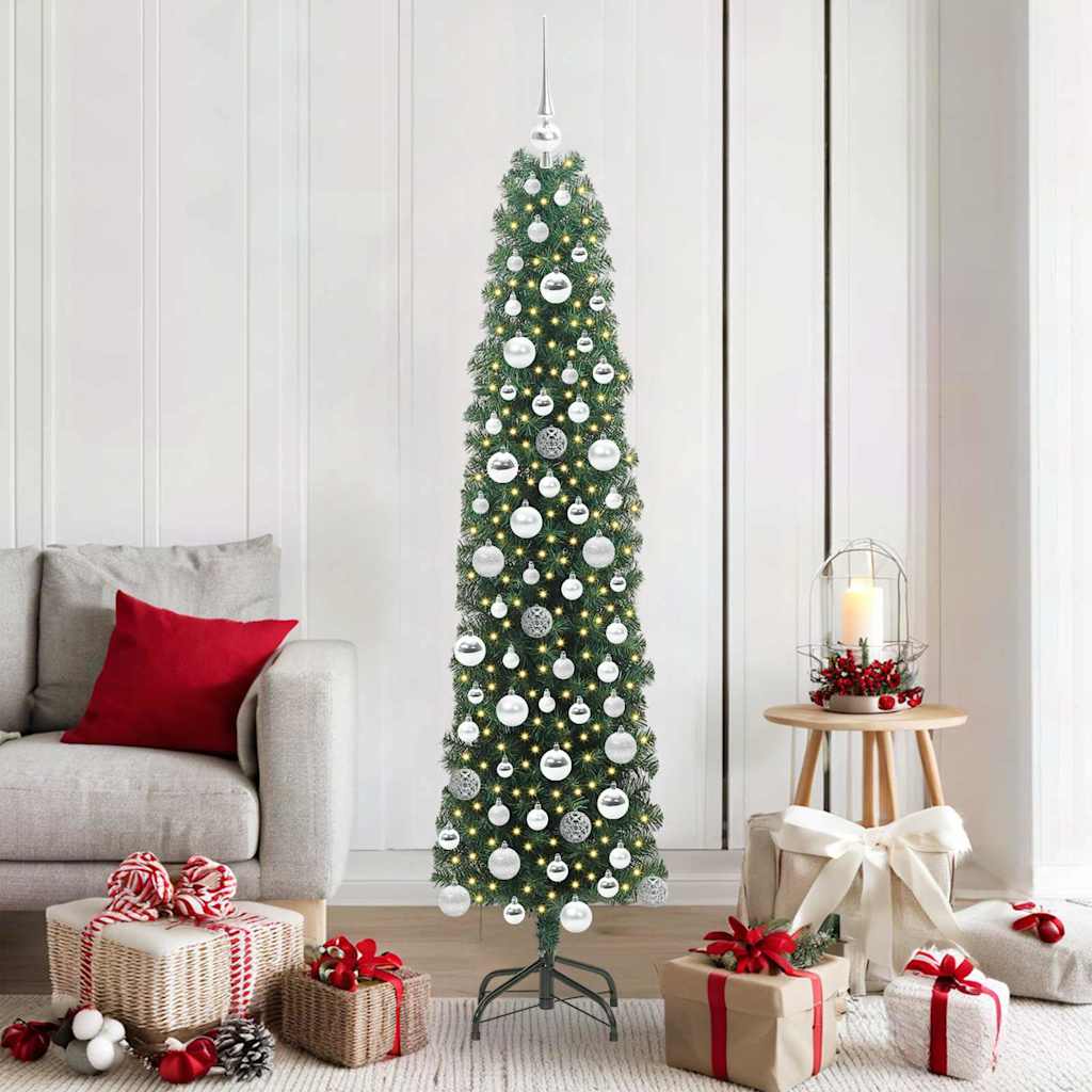 Artificial Christmas Tree Green 180 cm with 300 LEDs & 120 silver balls