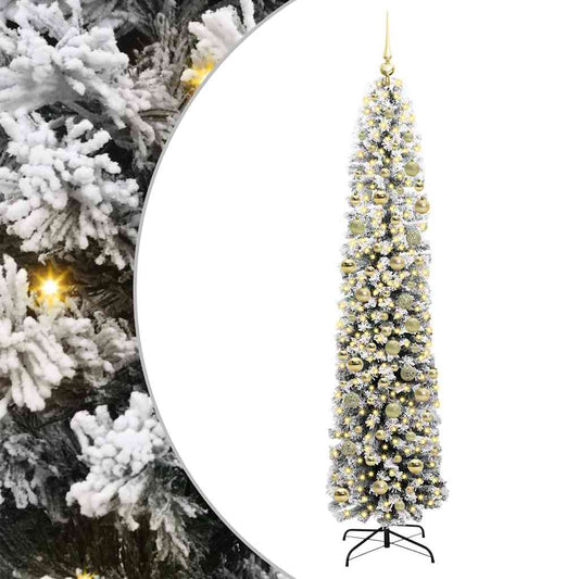 vidaXL Artificial Christmas Tree Green and White 210 cm 2