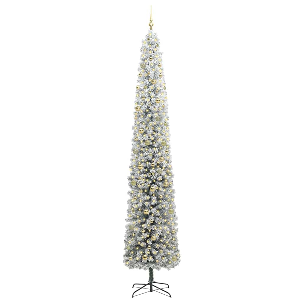 vidaXL Artificial Christmas Tree Green and White 300 cm 3