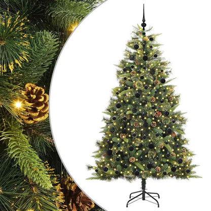 vidaXL Artificial Hinged Christmas Tree with Cones Green 210 cm 2