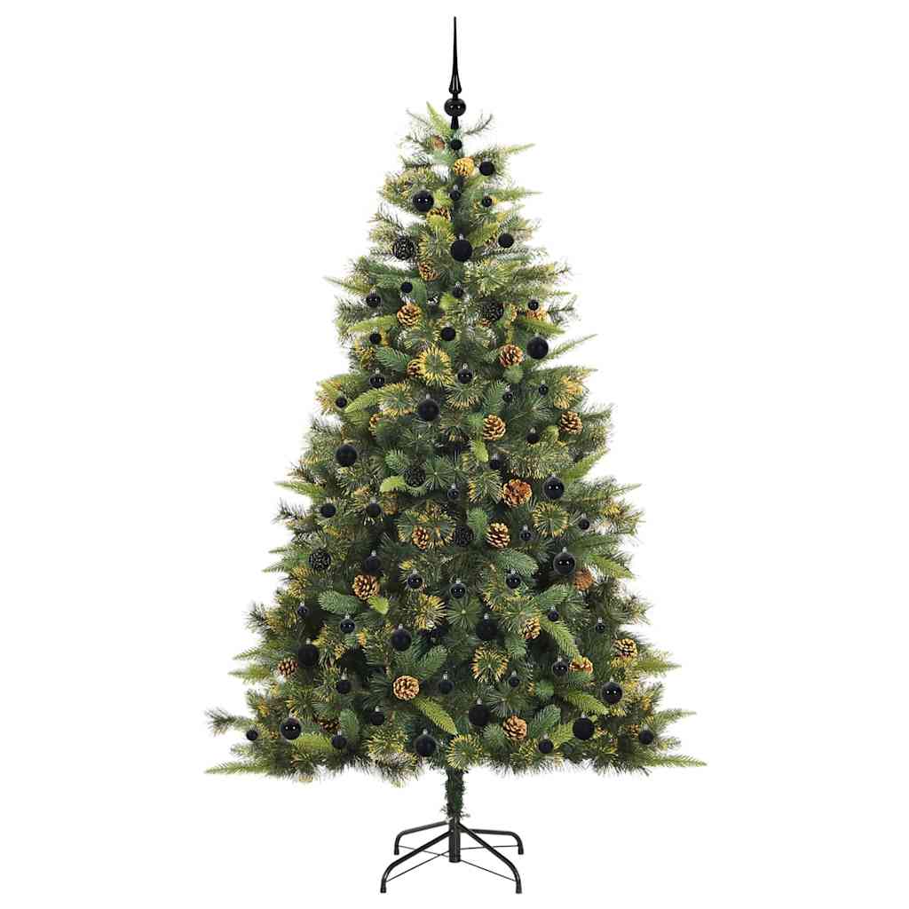 vidaXL Artificial Hinged Christmas Tree with Cones Green 210 cm 4