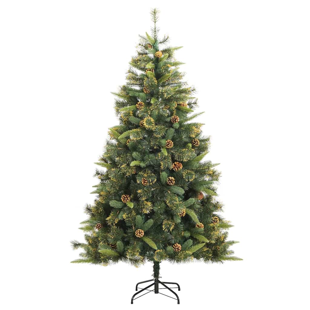 vidaXL Artificial Hinged Christmas Tree with Cones Green 210 cm 5