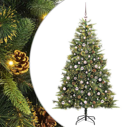 vidaXL Artificial Hinged Christmas Tree with Cones Green 210 cm 2