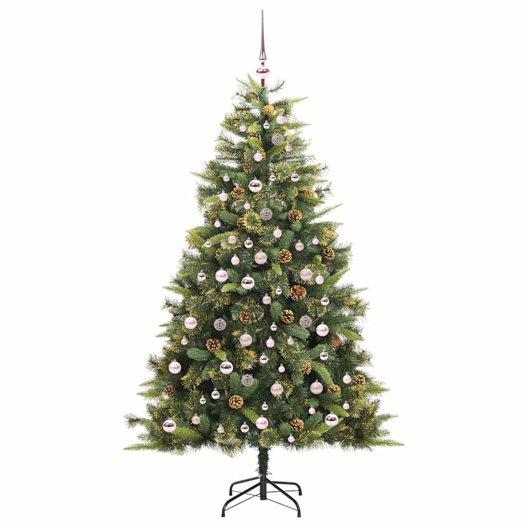 vidaXL Artificial Hinged Christmas Tree with Cones Green 210 cm 4