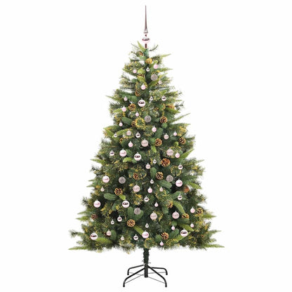 vidaXL Artificial Hinged Christmas Tree with Cones Green 210 cm 4