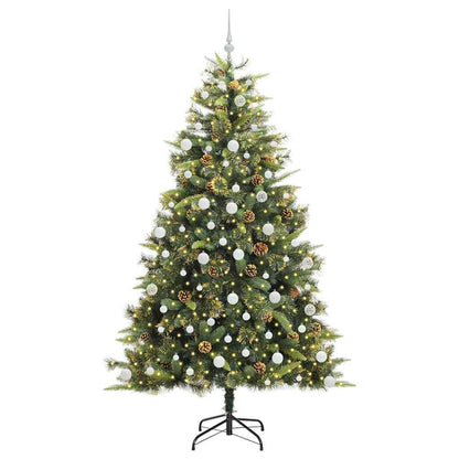 vidaXL Artificial Hinged Christmas Tree with Cones Green 210 cm 3