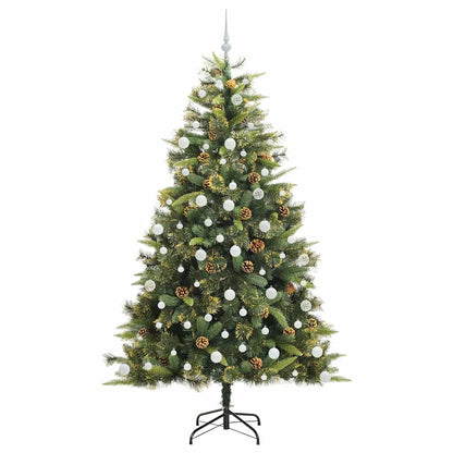 vidaXL Artificial Hinged Christmas Tree with Cones Green 210 cm 4