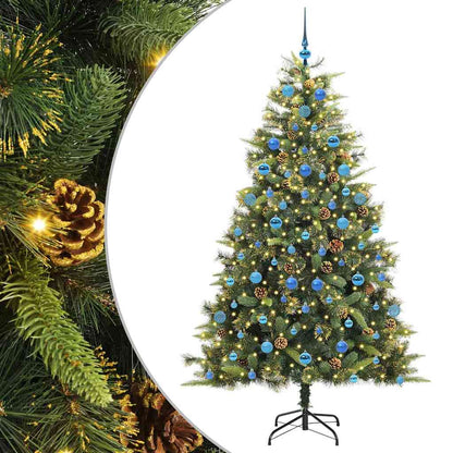 vidaXL Artificial Hinged Christmas Tree with Cones Green 210 cm 2